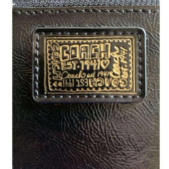 Coach Daisy Liquid Gloss Leather Black Wristlet Wallet - Picture 6 of 7